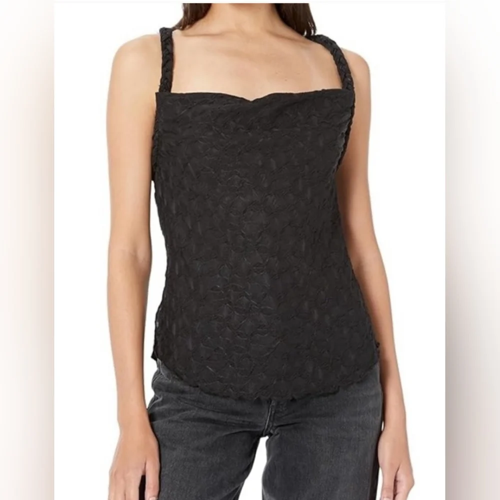 Free People Black Lace Braided-Strap Cami